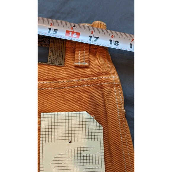 VTG CLENCH JEANS Orange Denim 36x32/31 Baggy Carpenter Wide Skater JNCO Style - Picture 10 of 13